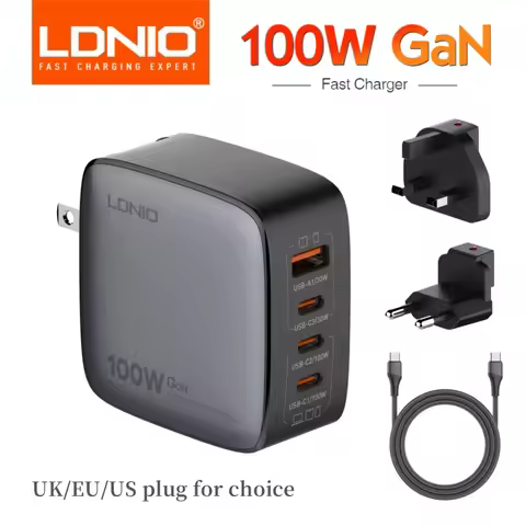 LDNIO 100W GaN Charger Multi-port Type C Travel Adapter For MacBook iPad iPhone 12-15 Pro Max Xiaomi
