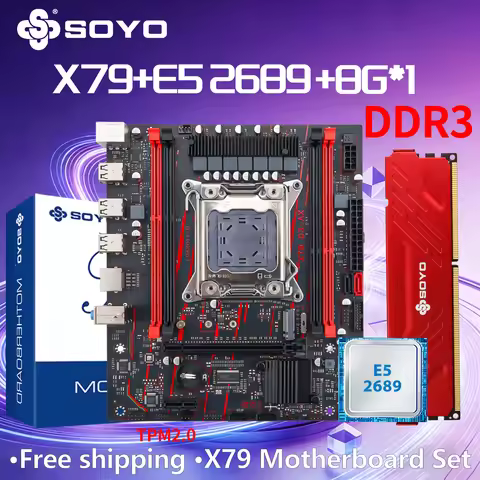 X79DUAL Game Motherboard SOYO E5 2689CPU DDR3 TPM2.0 Computer components Mainboard PC gamer kit Inte