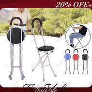 TrueVale Quad Cane with Chair Tungkod for Senior Adjustable Foldable Chair