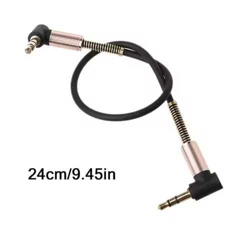 24cm Dual 90 Degree Nylon 3.5 mm to 3.5mm Male Jack Audio Cable Car Aux Cord for Samsung Xiaomi MP3 