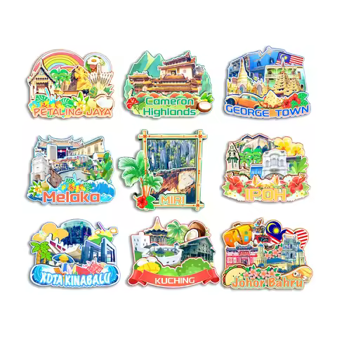 Johor Bahru Kuching Kota Kinabalu Ipoh Melaka George Town Cameron Highlands Malaysia Fridge Magnet T