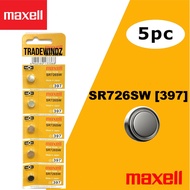 🔥 [MAXELL JAPAN] Watch Battery Batteries Silver Oxide 1.55V SR726SW - 397 / 396 / AG2 5pcs PROMO Bat