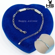 Gelang Perak Asli Wanita Silver 925 Lapis Emas Putih Rantai Nori Catena Plat Permata - Gelang Wanita