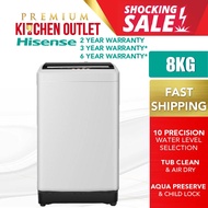 Hisense 8.0KG Top Load Washing Machine WTAR8011G | Toshiba 7.2KG Fully Auto Washing Machine AW-F820S