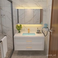 ‍🚢Nordic round Mirror Solid Wood Oak Bathroom Cabinet Combination Simple and Light Luxury American Bathroom Hand Washing