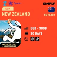SIMPLY [eSIM] New Zealand | 30 Days | 6GB/12GB/18GB/20GB 3UK Local eSIM | No Registration Required