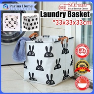 【SG】33*33cm Foldable Laundry Basket Bag Canvas Storage Clothing Toys Home Storage Box