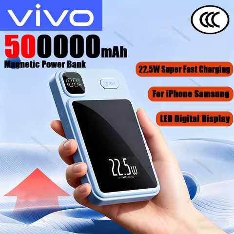 VIVO 500000mAh Magnetic Power Bank 25W Wireless Fast Charger Portable Large Capacity for Magsafe Pow