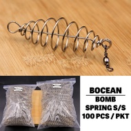 BOCEAN FISHING BOMB SPRING S/S 100PCS/PKT Perambut Spring Bait Dedak Spring Pancing