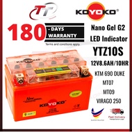 Koyoko YTZ10S YTZ10 Nanogel Battery G2 GEL BATERI KTM 690 DUKE MT09 MT07 VIRAGO 250 CBR 600
