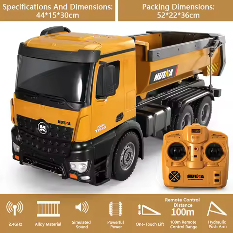 HUINA 1573 RC Dumper Truck Car 1/14 10CH Remote Control Engineering Vehicle Loader Bulldozer Toys fo