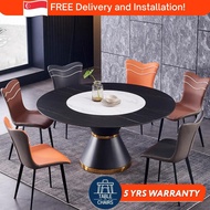 [SG] Sintered Stone Dining Table Set | Sintered Marble &amp; Chairs | 1.35m | Nordic Stone Slab For HDB BTO Condo Landed