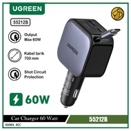 UGREEN 60W Car Charger Retractable Type C Fast Charging 55212B 25845