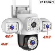 กล้อง Yoosee 6K 12MP 3 เลนส์ 3 หน้าจอ WiFi PTZ IP กล้องภายนอก IP66 กันน้ำ มองเห็นสีในเวลากลางคืน ติด