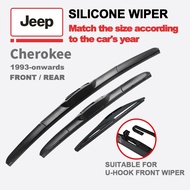 Jeep Cherokee wiper blade set for 1993-onwards XJ KJ KK KL banana type front window silicone hybrid 