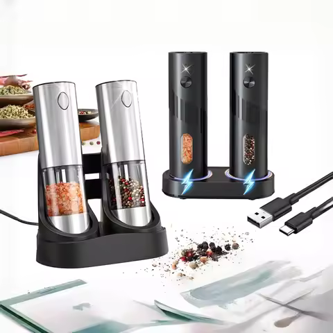 Electric pepper grinder, salt pepper grinder, USB rechargeable, adjustable thickness, spice grinder,