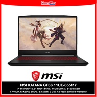 MSI KATANA GF66-11UE-855MY (BLACK/15.6 FHD 144HZ/I7-11800H/16GB/512GB SSD/RTX3060 6GV/W11/2Y)
