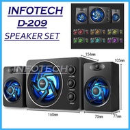 InfoTech SADA D-209 High Quality Wooden Subwoofer Stereo Bass PC USB Speaker