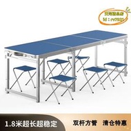 【優選】180cm穩固方管摺疊桌戶升降桌餐桌可攜式鋁合金桌