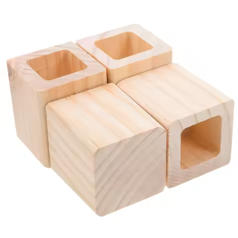 4 Pcs Bed Elevator Blocks Chair Height Lift Risers Khaki Couch Foot Wood Elevation Chair Height Adju