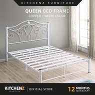 KitchenZ Queen & Single Bedframe Powder Coat Metal / Katil Besi / White / Copper - HMZ-FN-FMDB-9855 