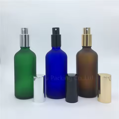 Travel Bottle 100ml Amber Blue Green Transparent Frosted Glass Bottle With sprayer, 100cc Perfume Bo