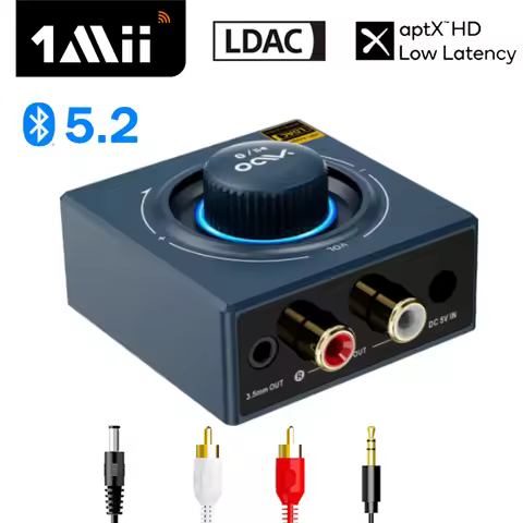 1Mii B06T3+ Bluetooth 5.2 Receiver,LDAC Aptx Bluetooth Audio Adapter for Home Stereo,RCA 3.5mm Jack 