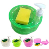 BECOME with Sponge Soap Dispenser Pump Convenient Plastic Hand Soap Dispensers Manual Press Round Detergent Automatic Dispenser Dish Bathroom