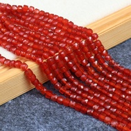 4mm3 Square diy Chinese Style Accessories Red Agate/Jewelry Beaded Faceted Necklace Jewelry Bracelet
