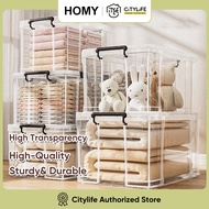 Citylife Large Capacity Storage Box Transparent Plastic Storage Box Stackable Storage Organizer