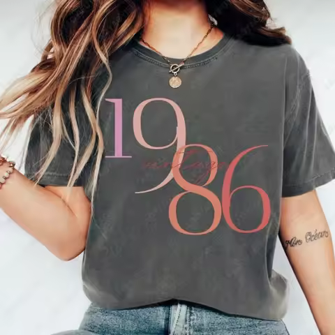 Classic 1986 Cotton T-shirts For Women Vintage 40th Birthday Year Number Tshirt for Her Creative Tre