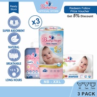 BABY STEPS Diapers 3 Pack Diapers Pant Newborn Tape Kain Lampin Baby Barang Baby Newborn Murah Diape