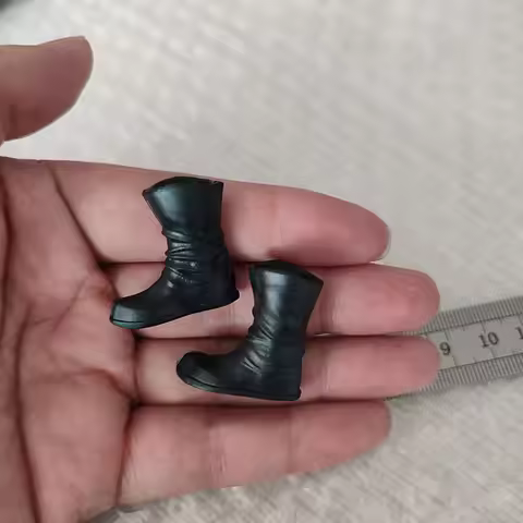 1/12 Scale Male Soldier Black High Combat Boots Solid Inside Shoes Model for 6 inches GWTOYS/VTOYS B