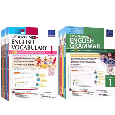 Learning English Singapore's Vocabulary Grammar Book 1-6 Grade SAP Workbook Geniebook Primary School