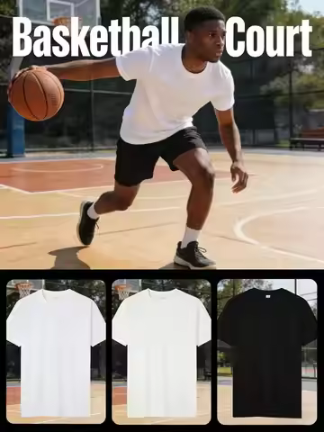 6-Pack Unisex Solid Color Short Sleeve Crew Neck T-Shirt 100% Polyester Casual Comfortable Breathabl