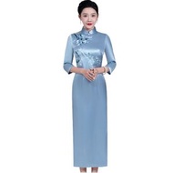 喜婆婆婚宴禮服媽媽裝小個子刺繡旗袍高貴年輕平時可穿新款春