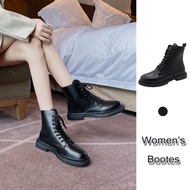 รองเท้าบูทมาร์ตินแบน รองเท้าบู๊ทมาร์ตินสไตล์อังกฤษของผู้หญิง รองเท้าบูทหุ้มข้อส้นหนา ใส่สบายเท้า