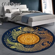 Round Carpets for living room elegant floor mat Chinese New Year Decoration 2024 Red Carpet Round Carpet Spring Festival Atmosphere Supplies CNY Decoration 2024 Deepavali Decorations Peacock 3D Carpet Home Decor