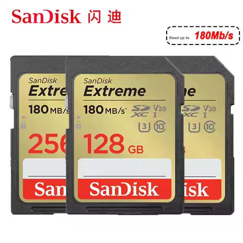 SanDisk Extreme Memory Card 512GB 32GB 64GB 128GB 256GB SDHC/SDXC SD Card 4K 150M UHD C10 U3 4K V30 