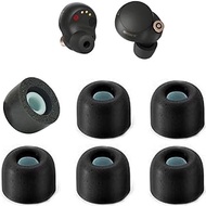 BLLQ Memory Foam Ear Tips Eartips Compatible with Sony Earphones WF 1000XM4 Earbuds, Replacement Foam Tips for 1000XM3 / WF-C500 / LinkBuds S, Fit in Charge Case, Large Size 3 Pairs, xm4flb Black L