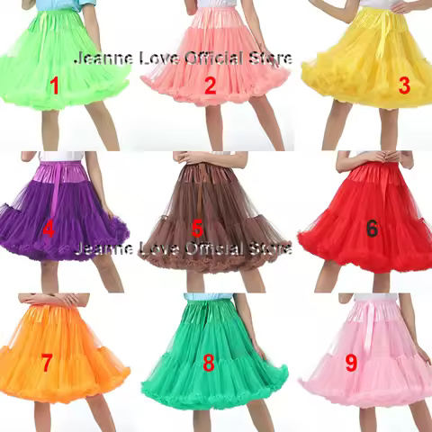 23 Colors Available 55CM Womens Fluffy Tulle Tutu Skirt Lolita Petticoat Puffy Ball Gown Underskirt 