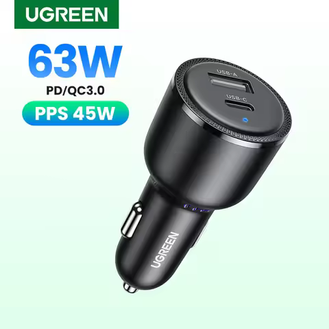 NEW in UGREEN 63W Car Charger PD QC 3.0 PPS 45W USB Type C Fast Charging for iPhone 17 16 Samsung Xi