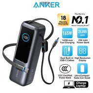 Anker Powerbank 25000mAh 165W Ultra Fast Portable Charger with Built In Retractable USB C Cables CCC