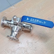 Ball Valve 3 Way Sanitary Stainless 304 Ferrule End 1" inch T port 3Way