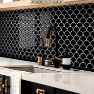FREEYIO785BH  Wall Tile, Fish Scale Self-adhesive Wall Sticker, Portable PVC Waterproof Mold Resista