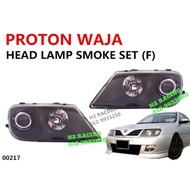 PROTON WAJA Head lamp / Headlamp / lampu besar / hitam black smoke / front light / big lamp SMOKE GLASS SET LAMPU HITAM