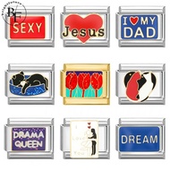 Crane Success I Love My Dad Charm Fit Italian Links 9mm Stainless Steel Bracelet Making Jewelry Diy 