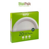 BioPak Sugarcane Side Plates 18cm Plastic Free - 20 pcs Disposable Plate