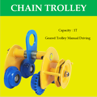 MAGO 1T Geared trolley Manual Driving Enclosed Bearing Trolley With Wheel on I Beam Chain Trolley