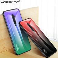 Gradient Tempered Glass Case for OPPO Reno 2 2Z 2F Phone Case Silicone Frame Hard Glass Back Cover f